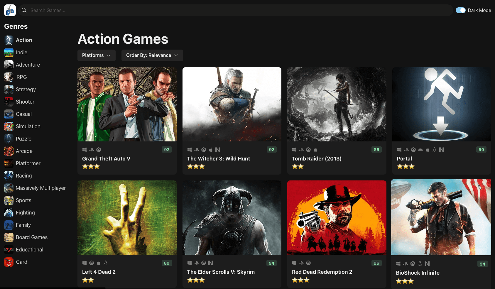 Screenshot of Game Zone